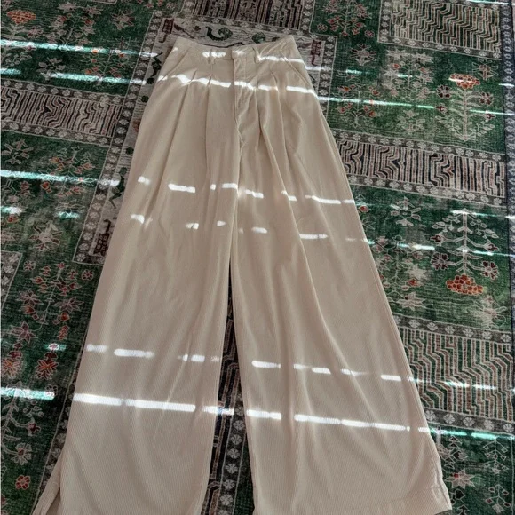 Anthropologie Maeve Cream Wide-Leg Avery Trouser Corduroy Tall - Picture 2 of 11